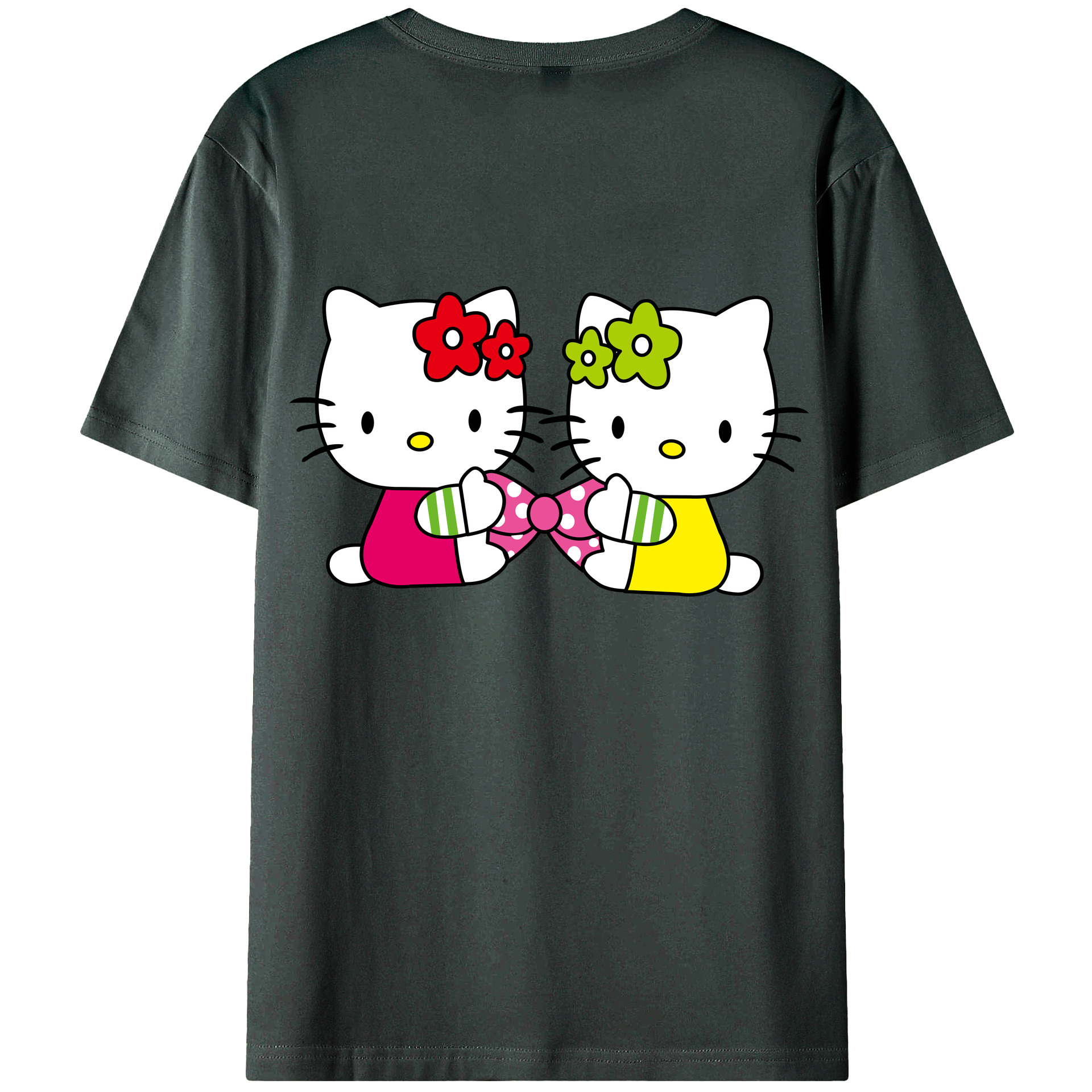 （画像用） Hello Kitty ハローキティ 綿100％ メンズ半袖Tシャツ（バックプリント） 通気性